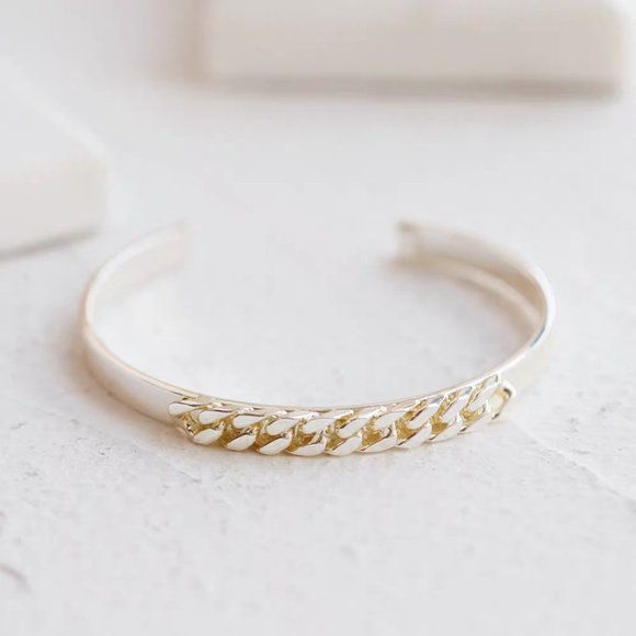 Dannijo Silver Chain Detail Cuff Bracelet - Picture 1 of 3